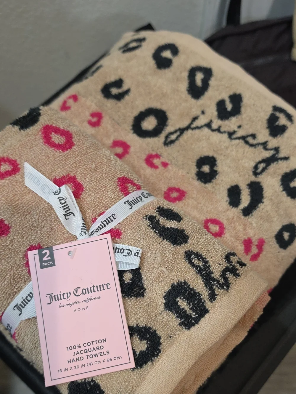 Juicy Couture Home Signature Logo Spotted Leopord Print Bath & Hand Towels